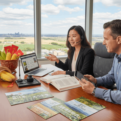 A translator checks cultural nuance notes as Chinese Translation Services in Iowa adapt copy to match Chinese audiences.